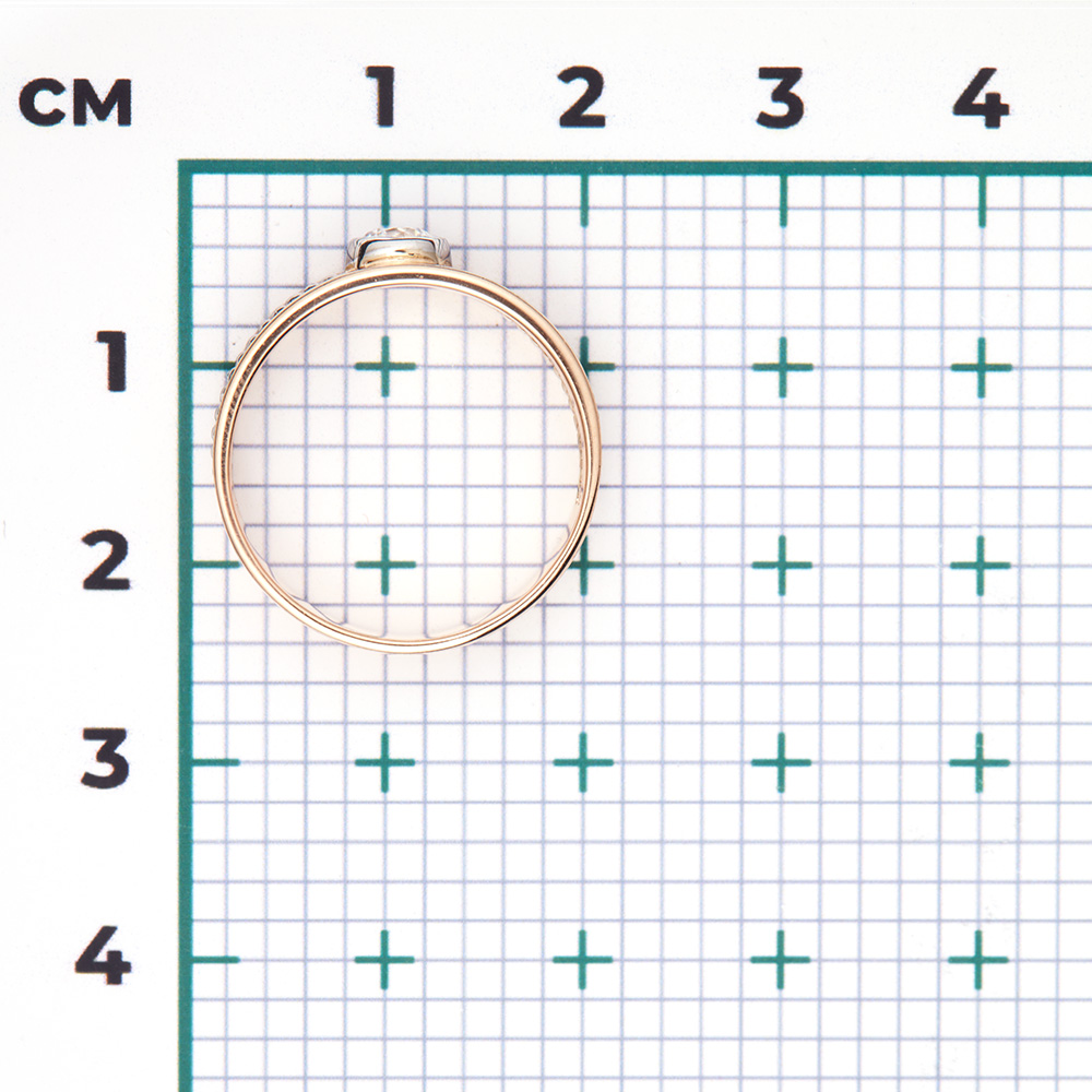 Кольцо с фианитами из комбинированного золота (арт. 2213542)