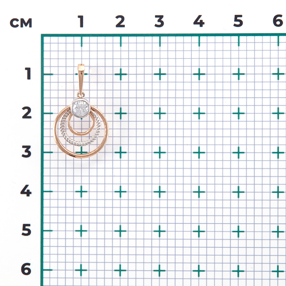 Подвеска с фианитами из комбинированного золота (арт. 2214134)