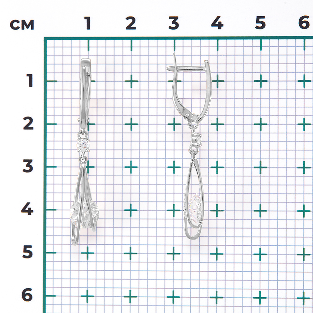 Серьги с фианитами из белого золота (арт. 2214541)