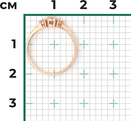 Кольцо с 3 бриллиантами из красного золота (арт. 2215305)
