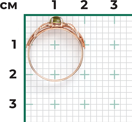 Кольцо с эмалью и хризолитами из красного золота (арт. 2219634)