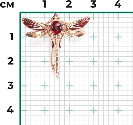 Брошь с гранатами и эмалью из красного золота (арт. 2219642)