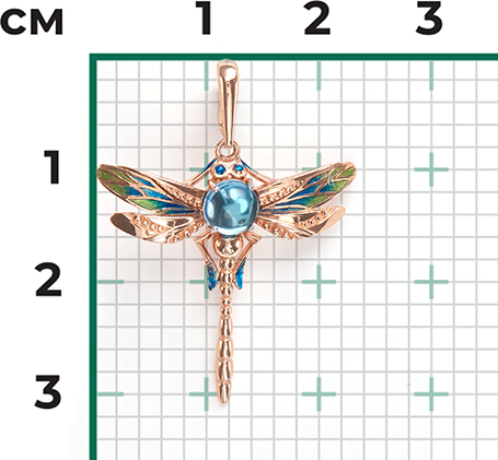 Подвеска с эмалью и топазами из красного золота (арт. 2219694)
