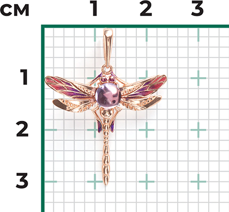 Подвеска с эмалью и аметистами из красного золота (арт. 2219695)