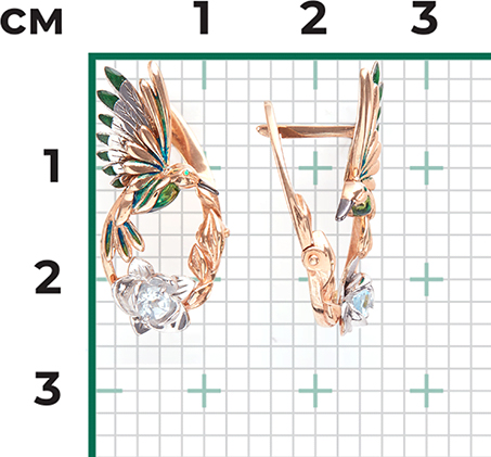 Серьги с эмалью и топазами из комбинированного золота (арт. 2219731)