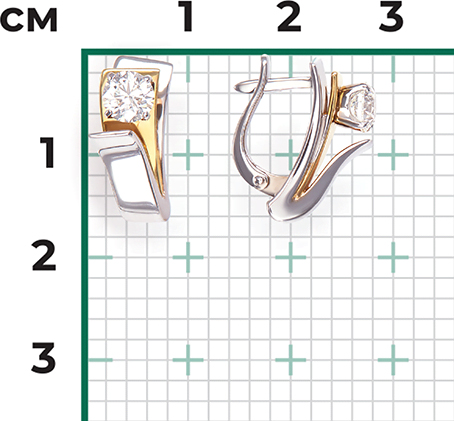 Серьги с 2 бриллиантами из комбинированного золота (арт. 2219823)
