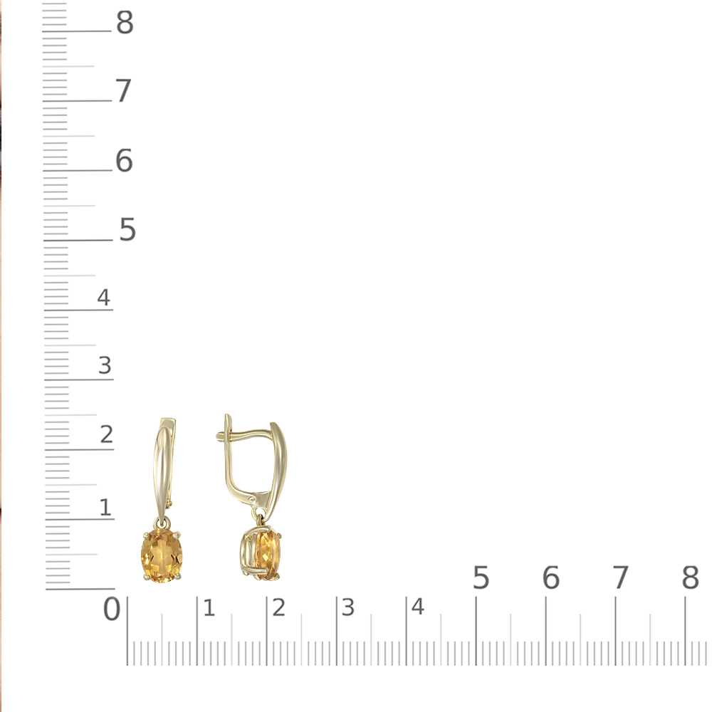 Серьги с 2 цитринами из жёлтого золота (арт. 2383704)