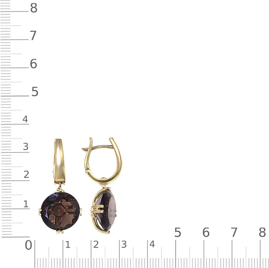 Серьги с 2 раухтопазами из жёлтого золота (арт. 2384157)