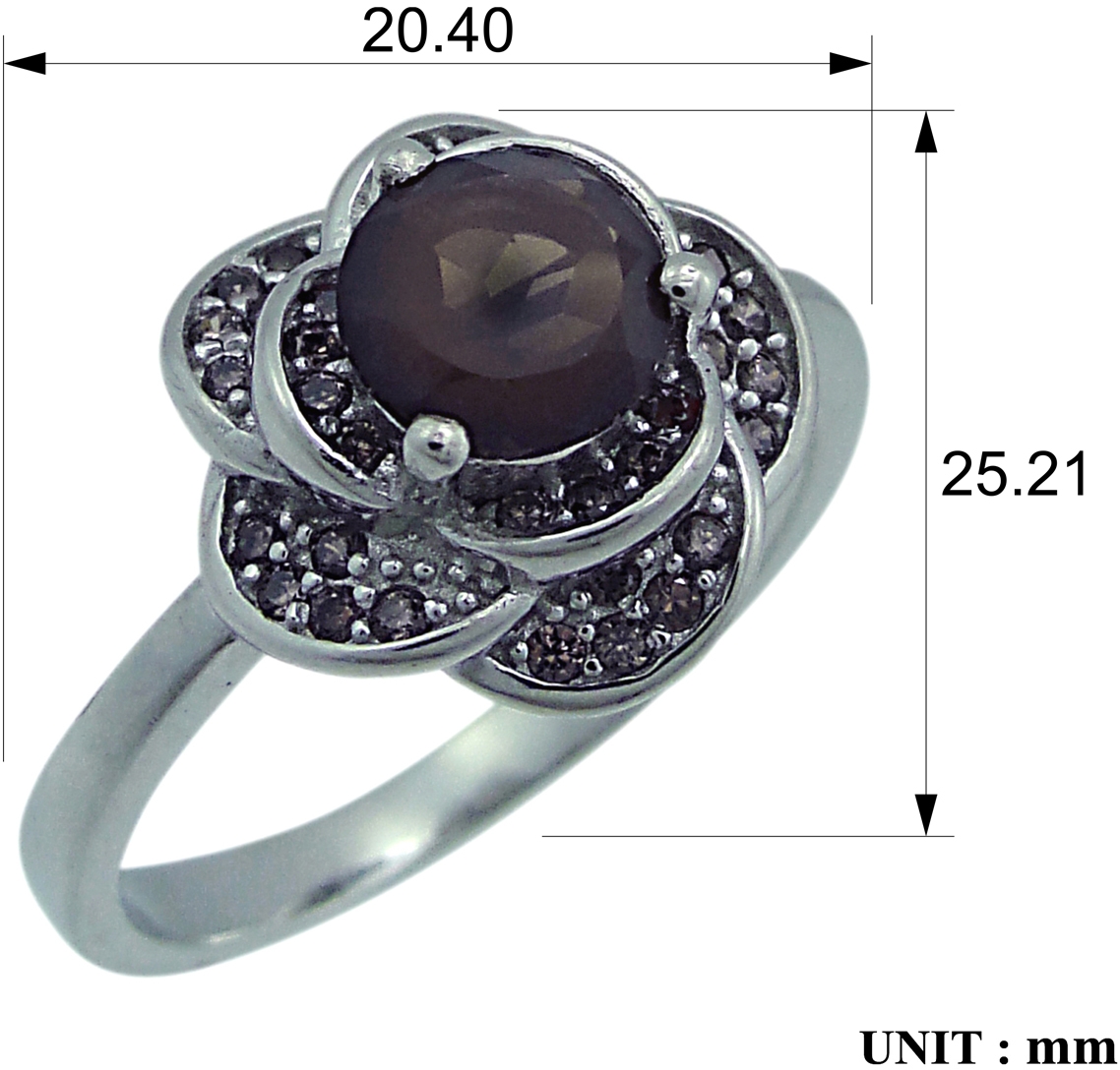 Кольцо с раухтопазами и фианитами из серебра (арт. 2390315)