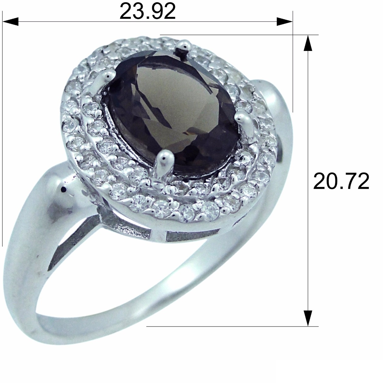 Кольцо с раухтопазами и фианитами из серебра (арт. 2390658)