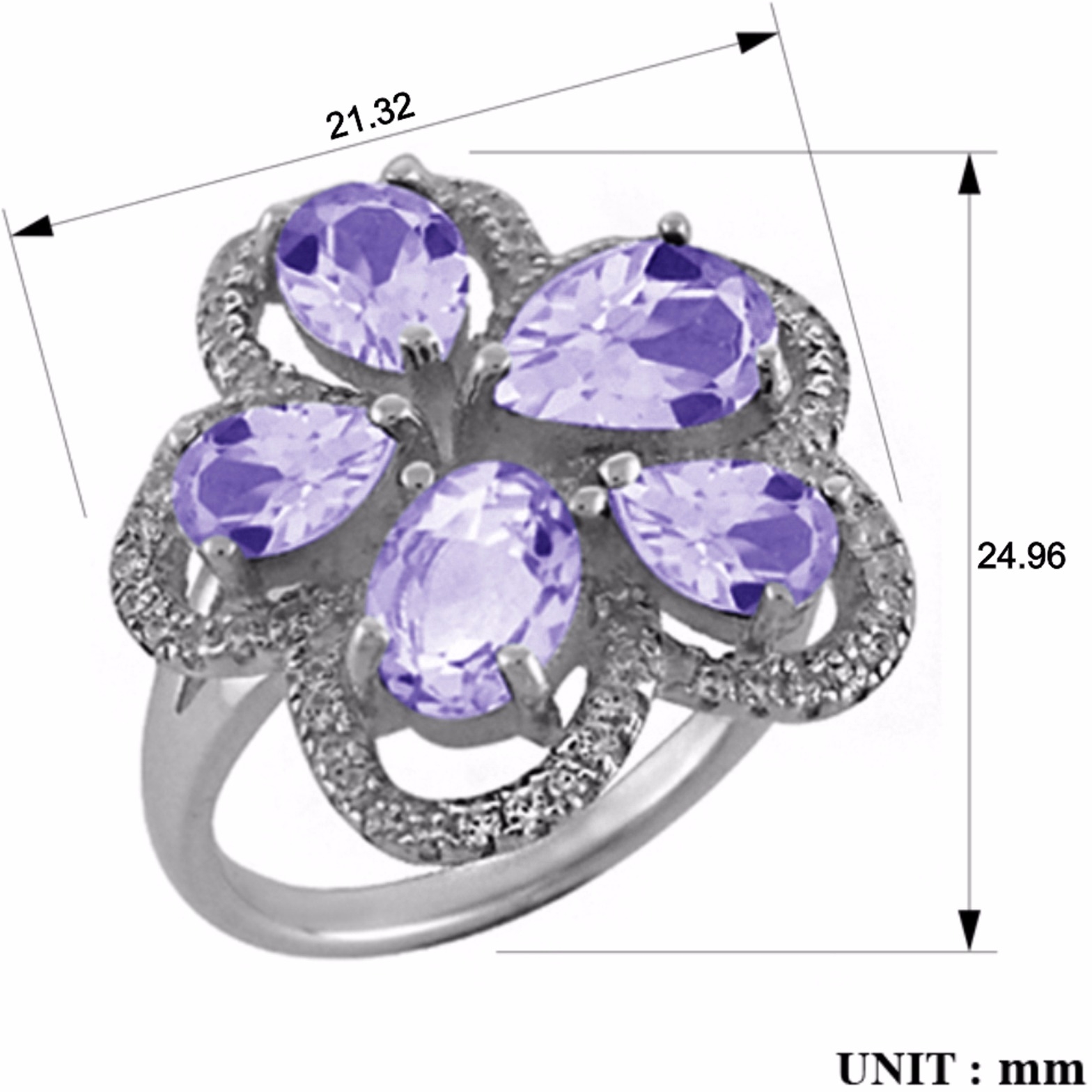 Кольцо с аметистами и фианитами из серебра (арт. 2391600)