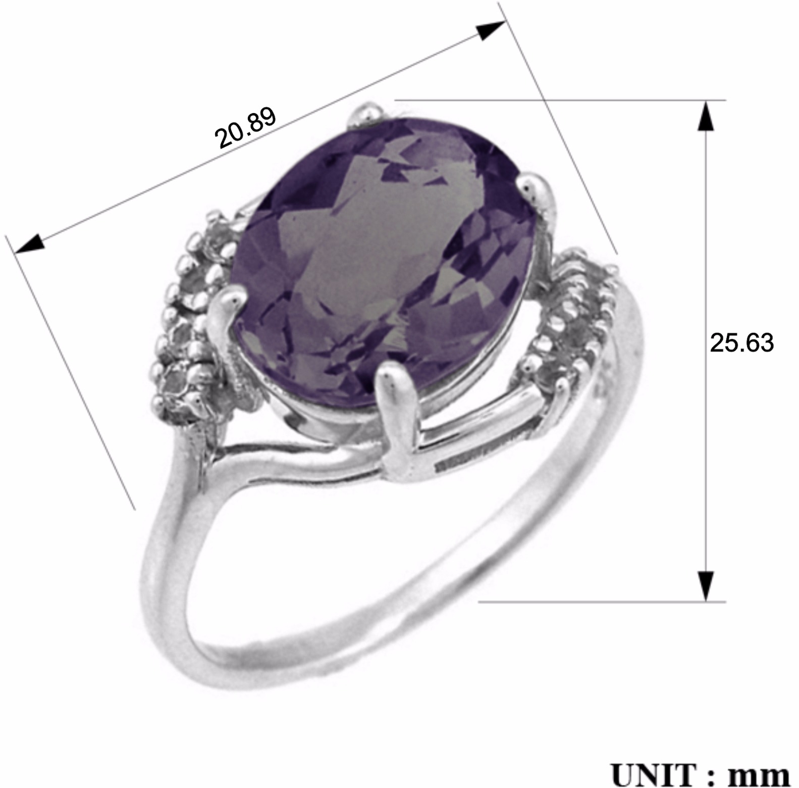 Кольцо с александритами и фианитами из серебра (арт. 2391608)