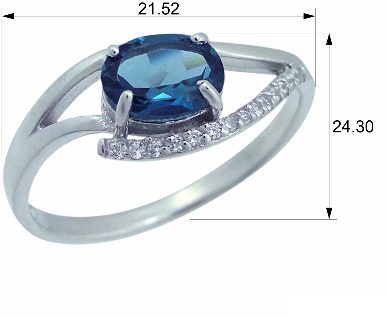 Кольцо с топазами и фианитами из серебра (арт. 2391760)