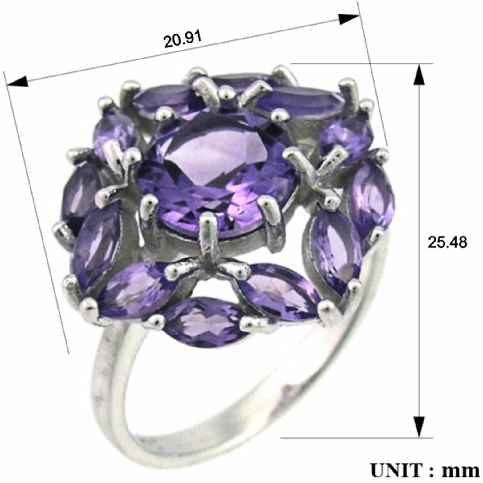 Кольцо с аметистами из серебра (арт. 2392044)