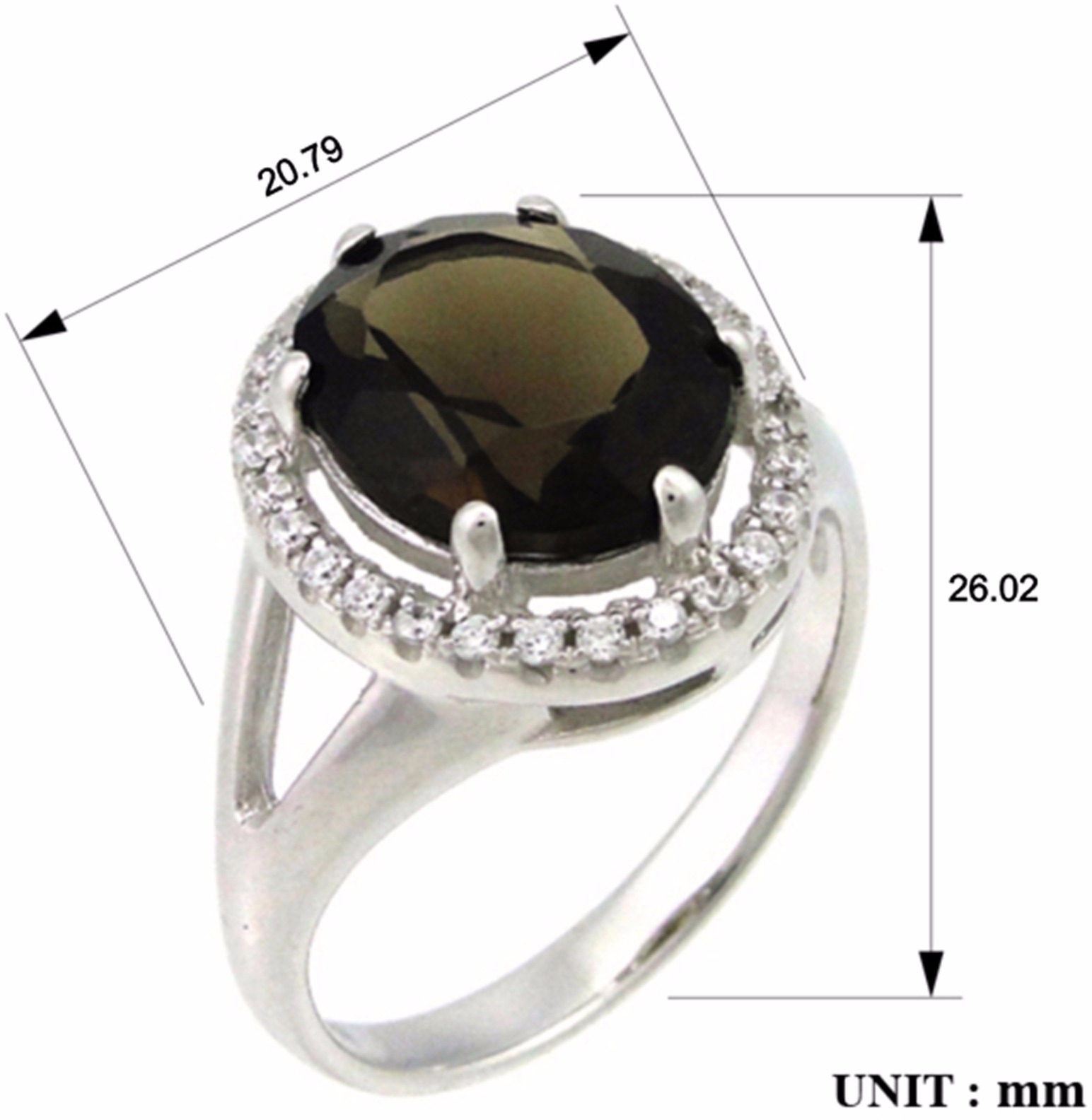 Кольцо с раухтопазами и фианитами из серебра (арт. 2392394)