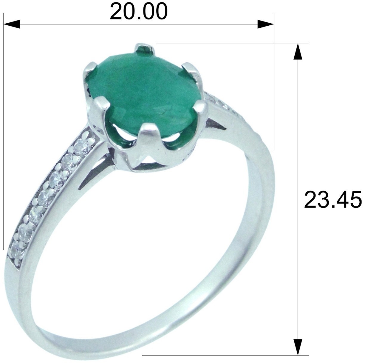 Кольцо с изумрудами и фианитами из серебра (арт. 2393508)