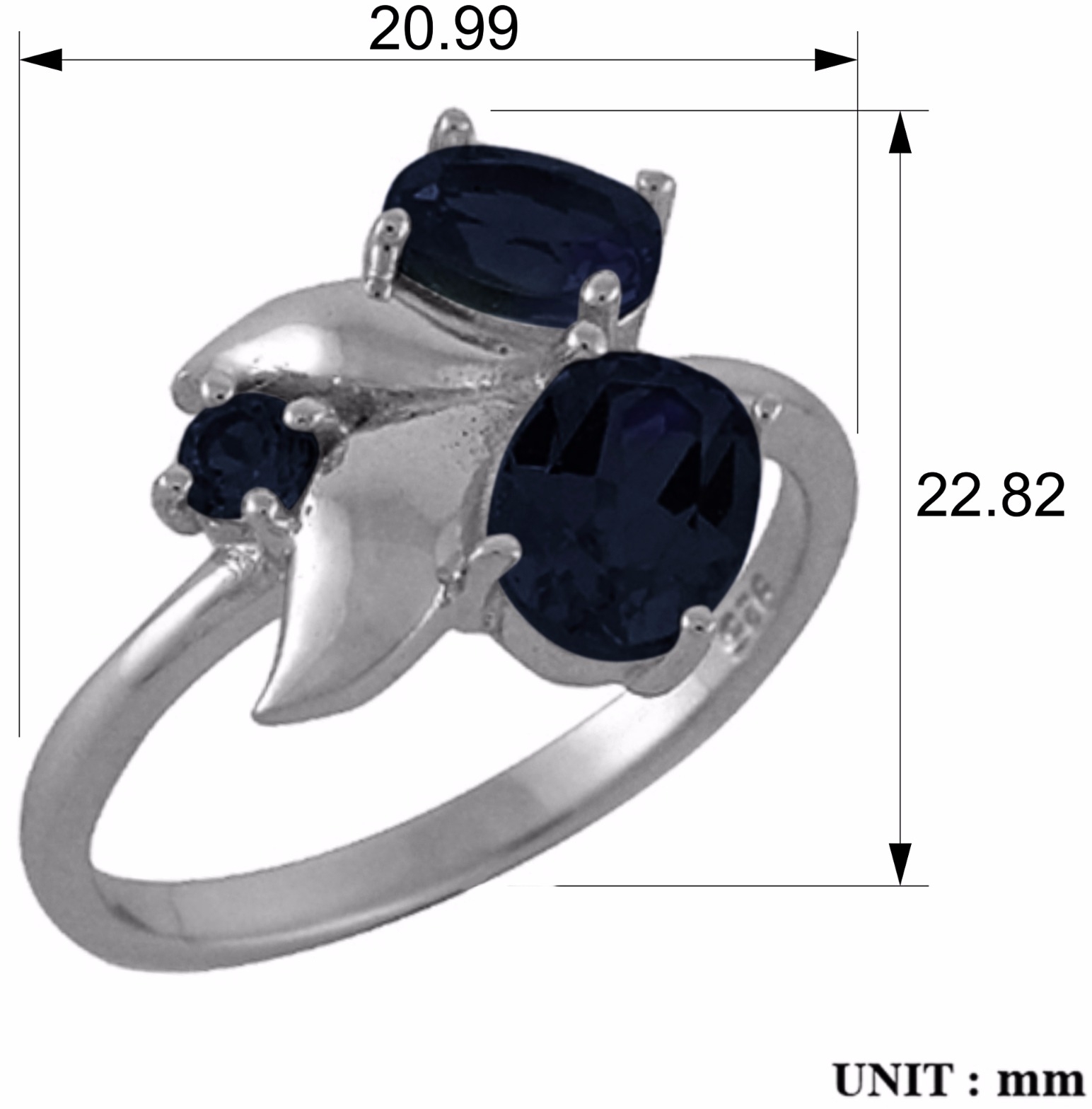 Кольцо с сапфирами из серебра (арт. 2393535)