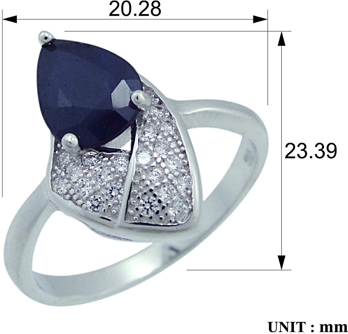 Кольцо с сапфирами и фианитами из серебра (арт. 2393545)