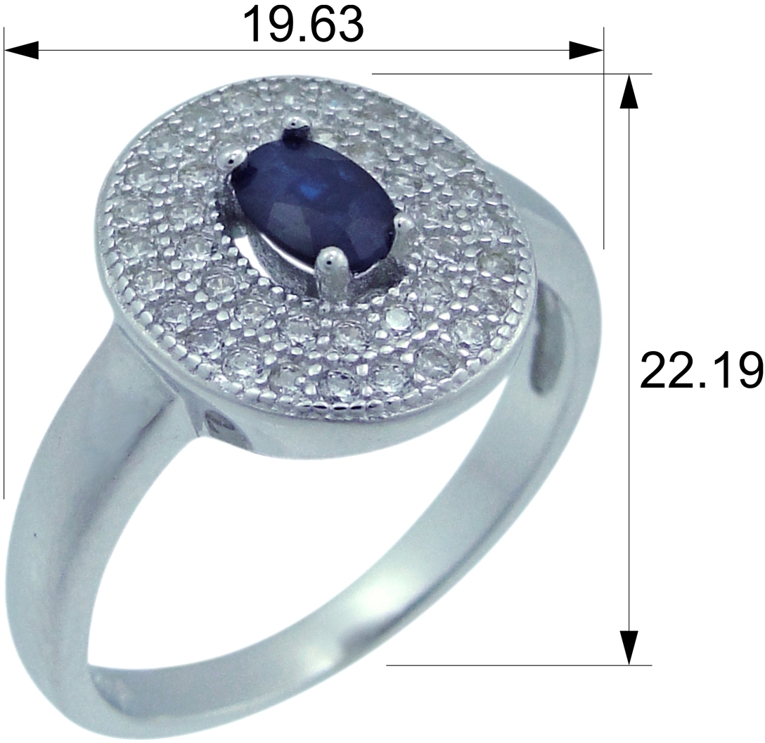 Кольцо с сапфирами и фианитами из серебра (арт. 2393704)