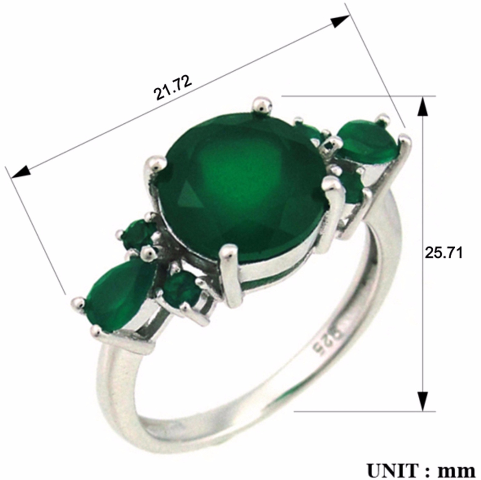 Кольцо с хризопразами из серебра (арт. 2393855)