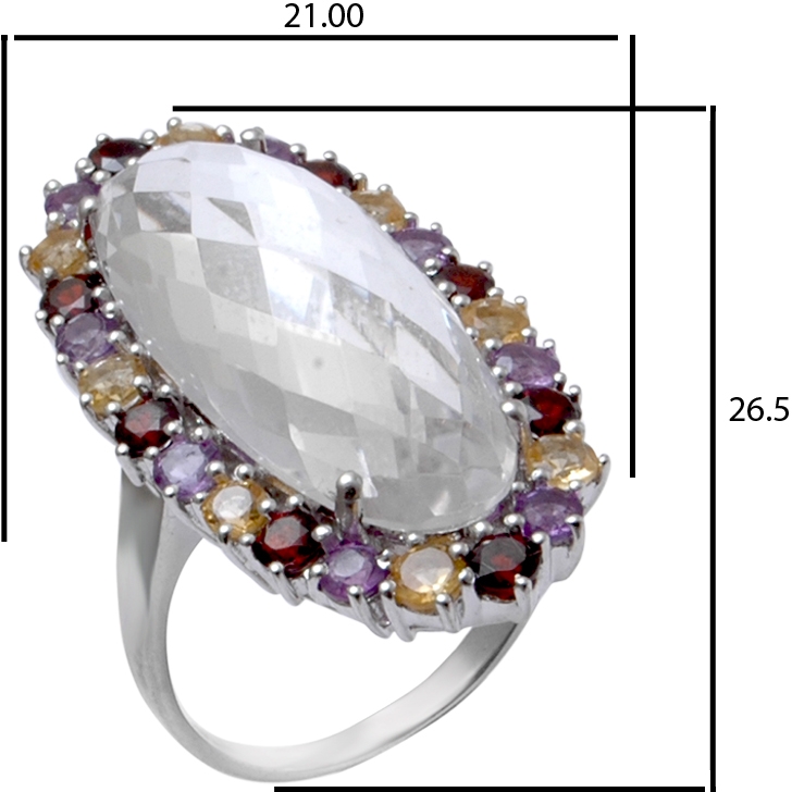 Кольцо с россыпью цветных камней из серебра (арт. 2393953)
