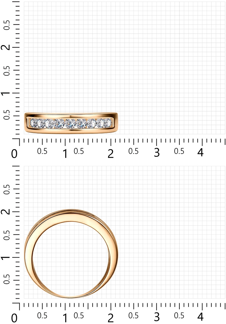 Кольцо с 9 фианитами из серебра с позолотой (арт. 2410063)