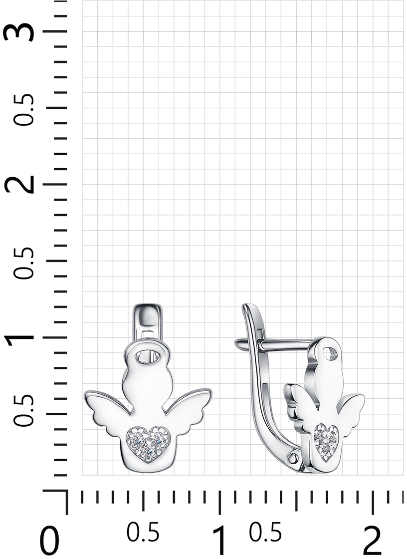 Серьги Ангелочки с 6 фианитами из серебра (арт. 2410150)