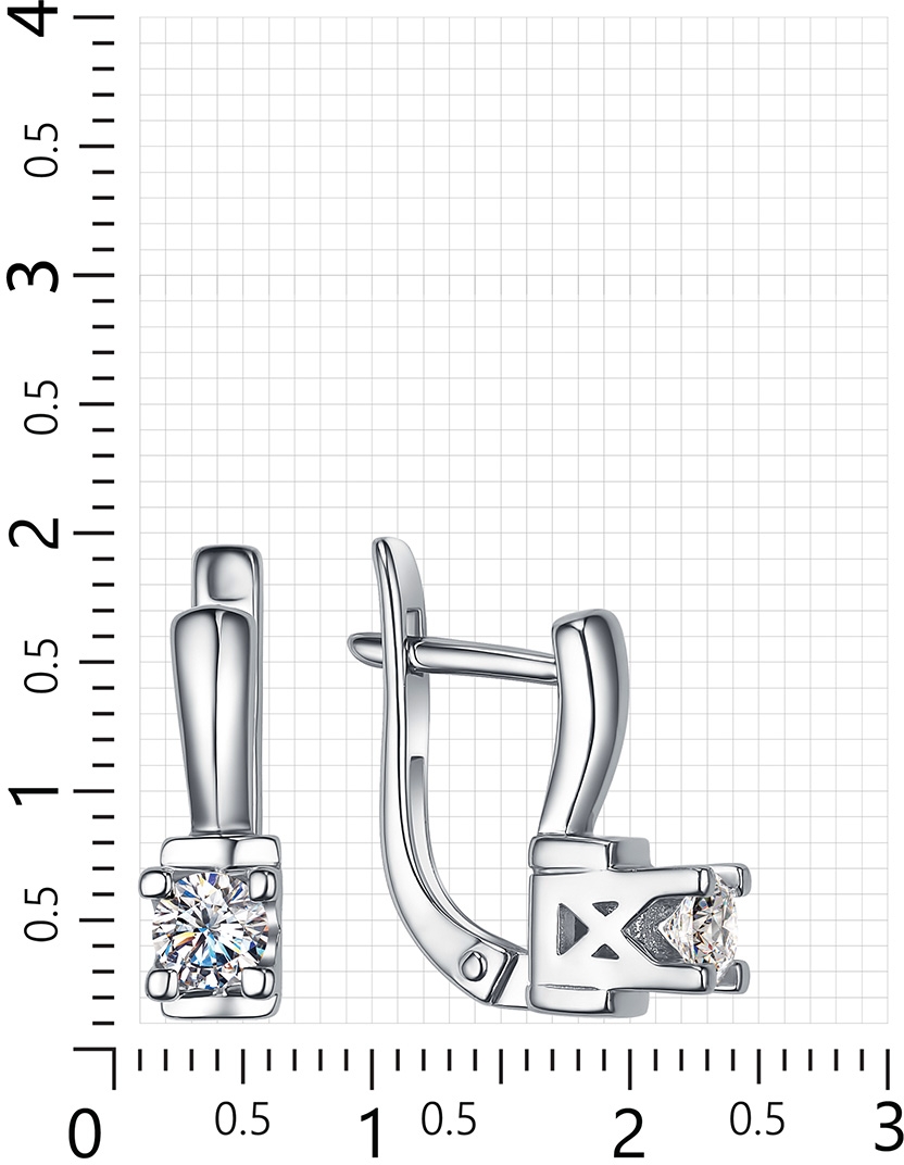 Серьги с 2 фианитами из серебра (арт. 2410161)
