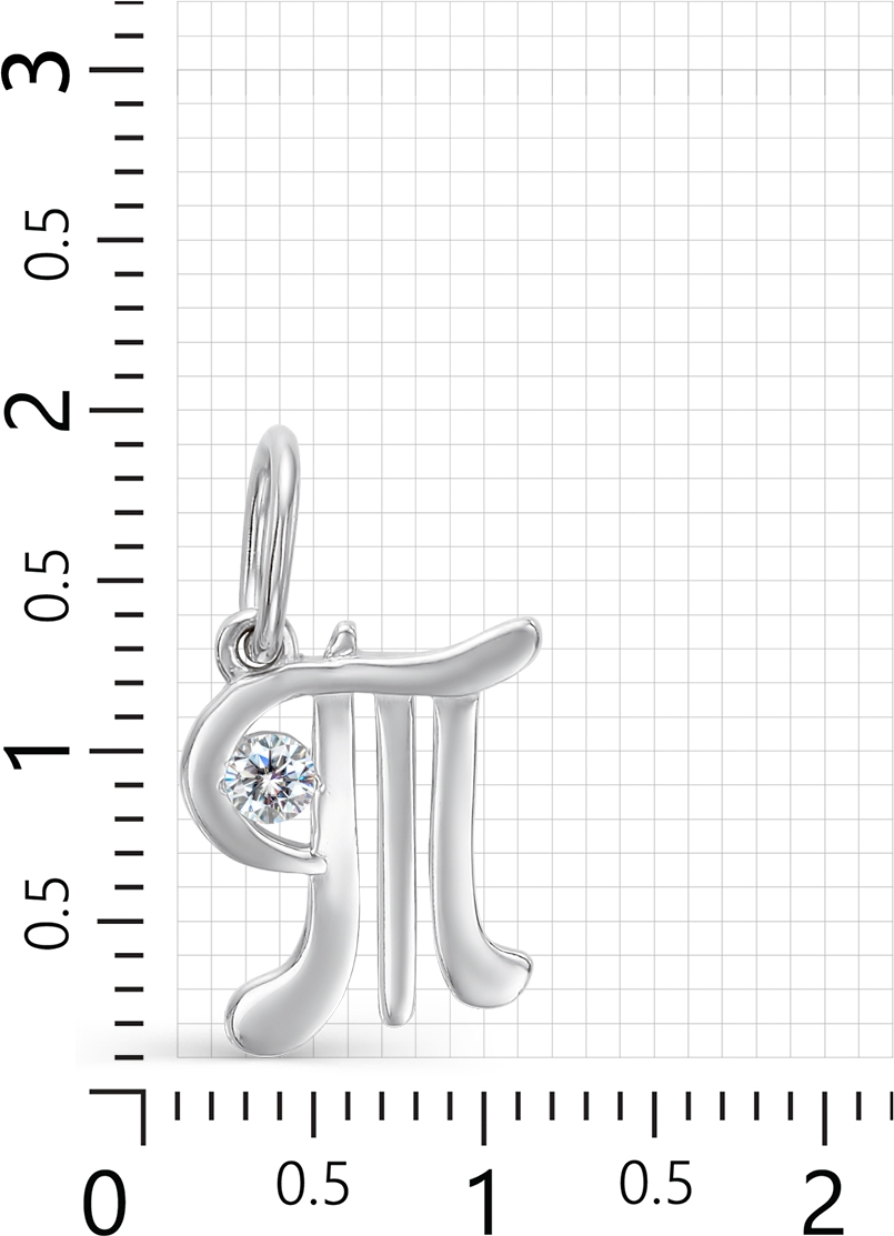 Подвеска буква "Т" с 1 фианитом из серебра (арт. 2410653)