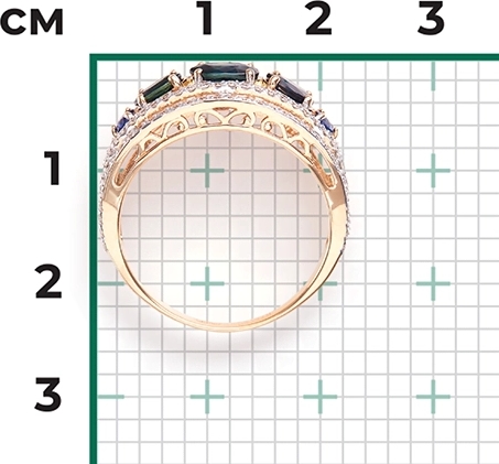 Кольцо с сапфирами и бриллиантами из красного золота (арт. 2440168)