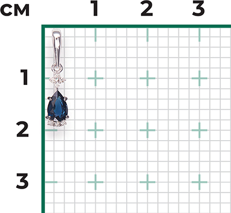 Подвеска Капля с сапфиром и бриллиантами из белого золота (арт. 2440944)