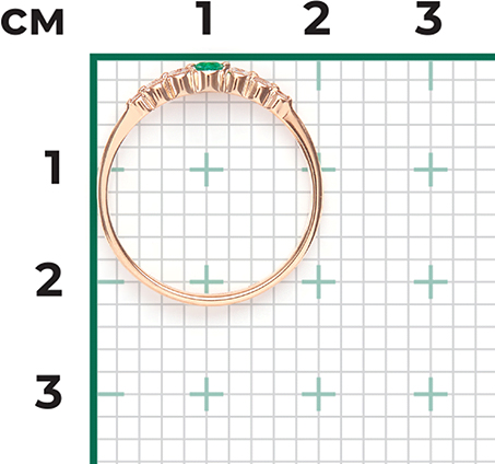 Кольцо с бриллиантами и изумрудом из красного золота (арт. 2440968)