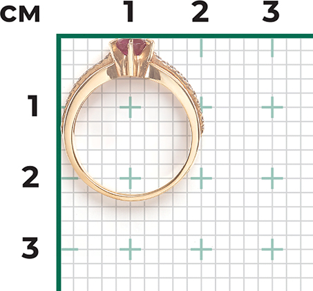 Кольцо с рубином и бриллиантами из красного золота (арт. 2441270)