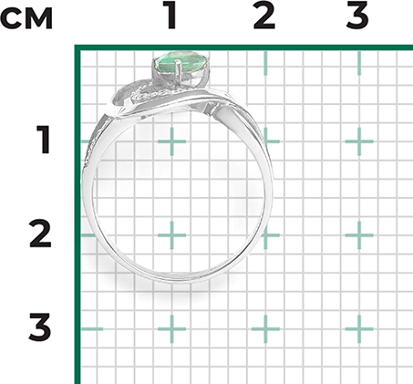 Кольцо с изумрудом и бриллиантами из белого золота (арт. 2441296)