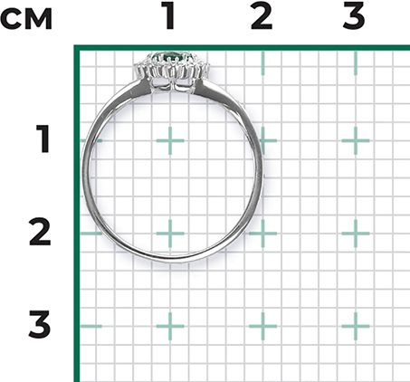 Кольцо с изумрудом и бриллиантами из белого золота (арт. 2441301)