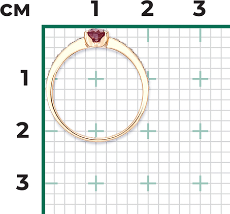 Кольцо с рубином и бриллиантами из красного золота (арт. 2441441)