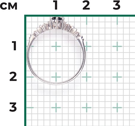 Кольцо с сапфиром и бриллиантами из белого золота (арт. 2441489)
