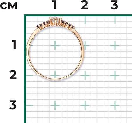 Кольцо с бриллиантом и сапфирами из красного золота (арт. 2441581)