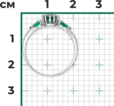 Кольцо с 3 изумрудами из белого золота (арт. 2441942)