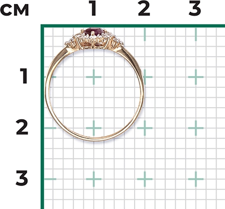 Кольцо с рубином и бриллиантами из красного золота (арт. 2442026)