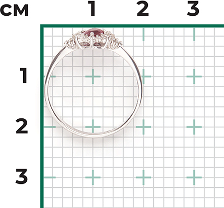 Кольцо с рубином и бриллиантами из белого золота (арт. 2442028)