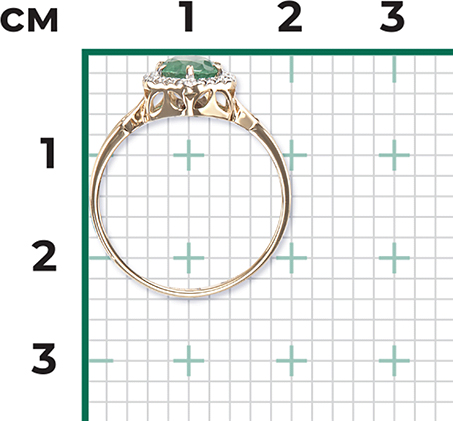 Кольцо с изумрудом и бриллиантами из красного золота (арт. 2442030)