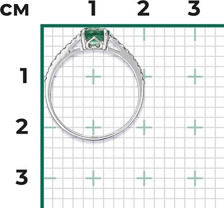 Кольцо с изумрудом и бриллиантами из белого золота (арт. 2442084)