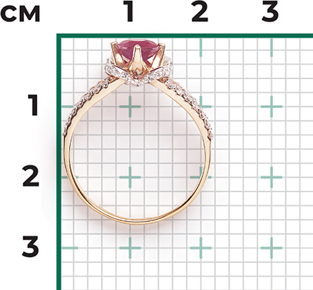 Кольцо с рубином и бриллиантами из комбинированного золота (арт. 2442112)