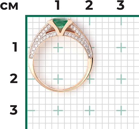 Кольцо с изумрудом и бриллиантами из красного золота (арт. 2442115)