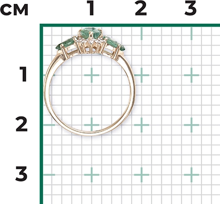 Кольцо с изумрудами и бриллиантами из красного золота (арт. 2442151)