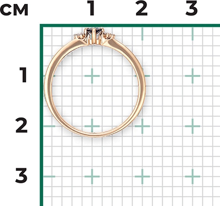 Кольцо с сапфиром и бриллиантами из красного золота (арт. 2442157)