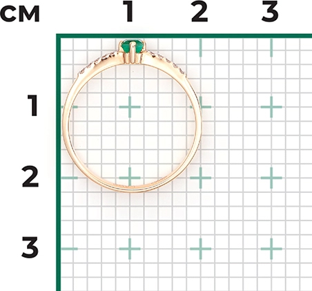Кольцо с изумрудом и бриллиантами из красного золота (арт. 2442161)
