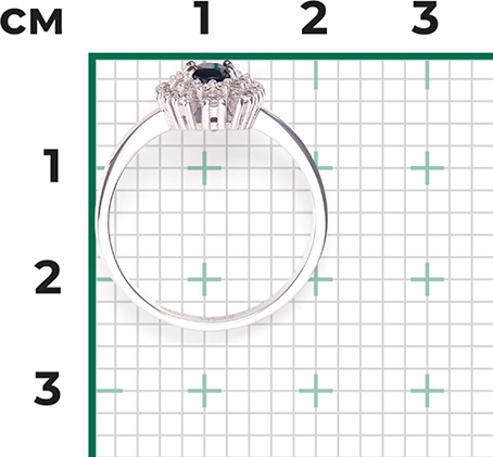 Кольцо с сапфиром и бриллиантами из белого золота (арт. 2442184)