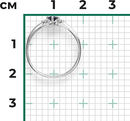 Кольцо с сапфиром и бриллиантами из белого золота (арт. 2442193)